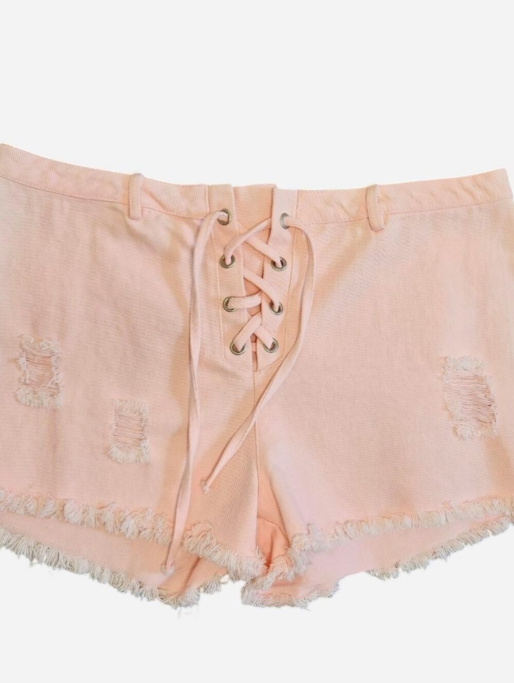 En Creme Distressed Pink Size Large Denim Shorts Women's Size Large NEW